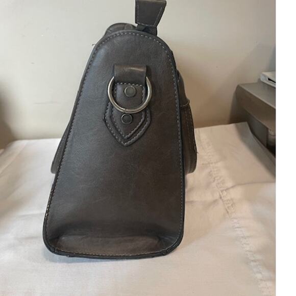 Simply Noelle Charcoal Gray Top Handle Purse Structured Hardware - Picture 6 of 14